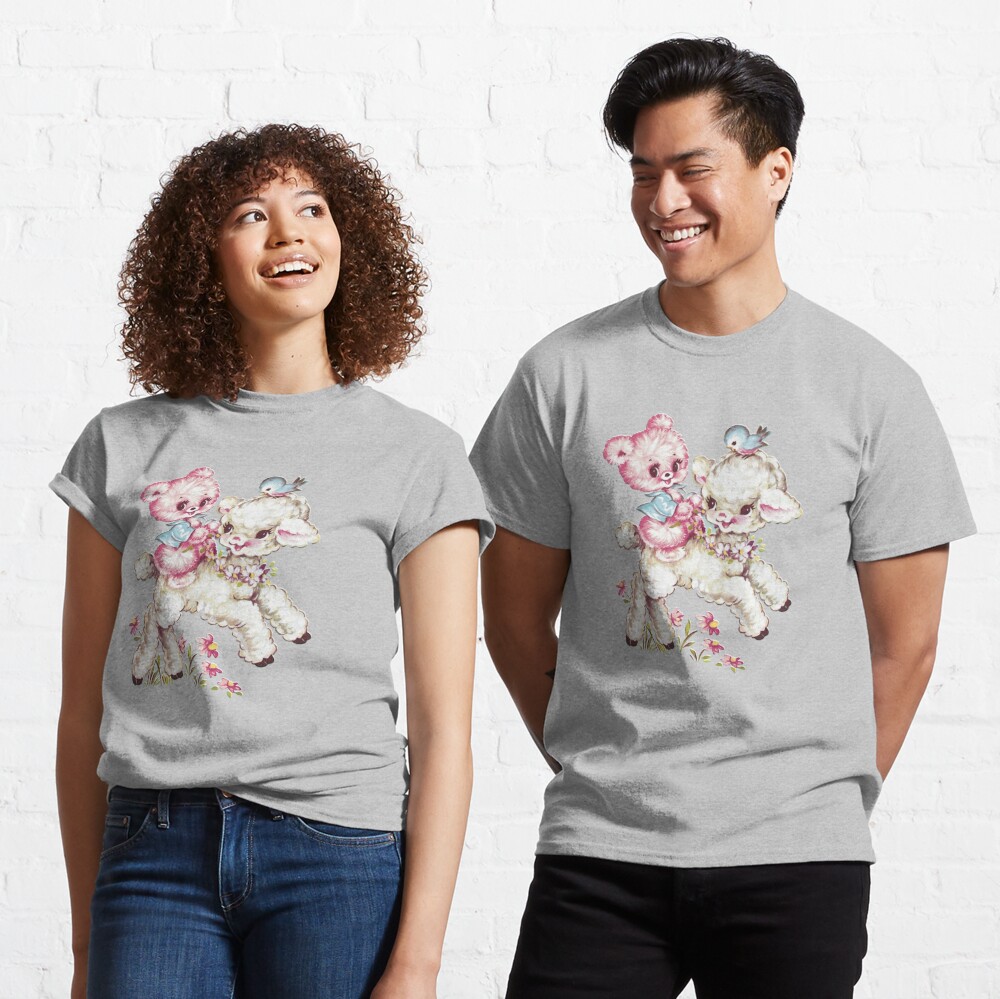 Baby Teddy Bear & Lamb Vintage Animal Illustration Active T-Shirt