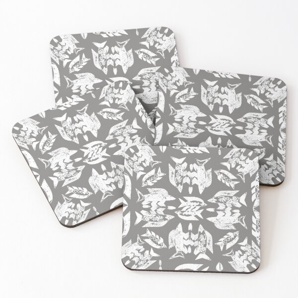 Item preview, Wild Ocean Fish - White on Gray designed and sold by bmfabricdesigns.