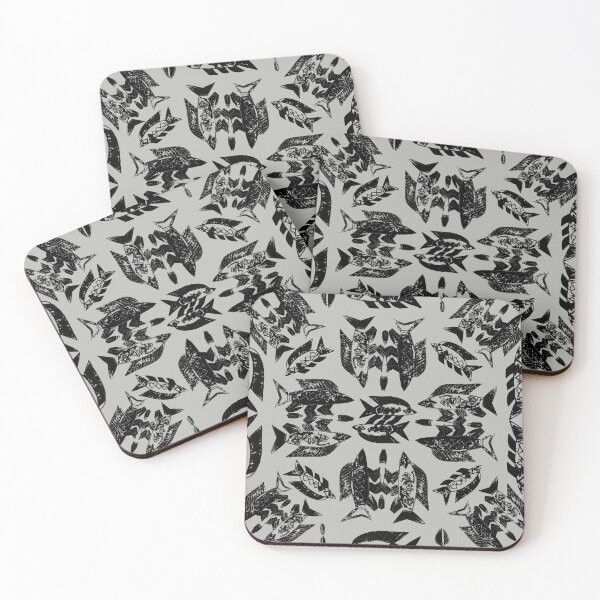 Item preview, Wild Ocean Fish - Black on Gray designed and sold by bmfabricdesigns.