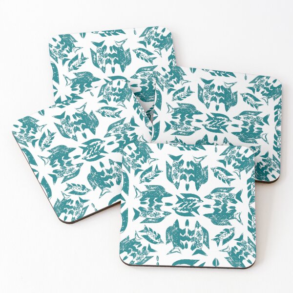 Item preview, Wild Ocean Fish - Teal on White designed and sold by bmfabricdesigns.