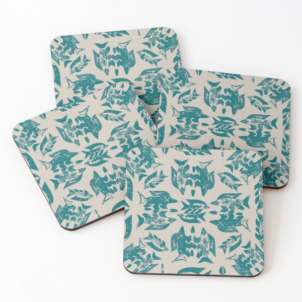 Item preview, Wild Ocean Fish - Teal on Taupe designed and sold by bmfabricdesigns.