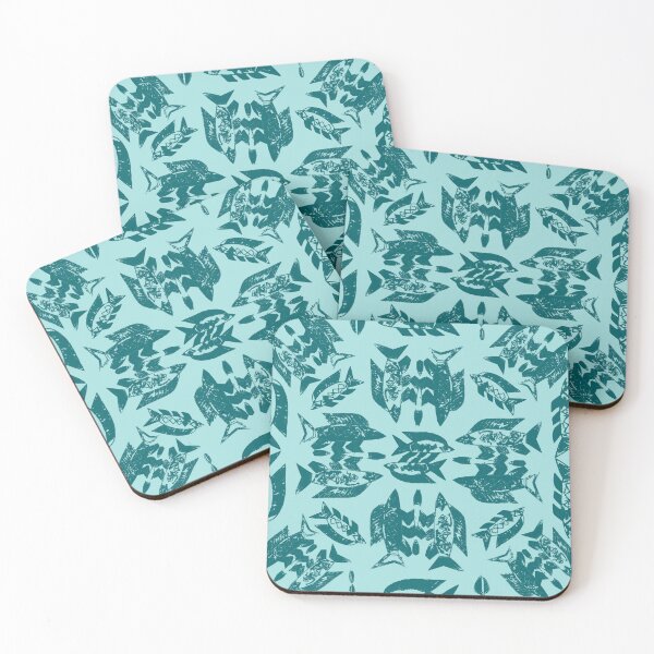 Item preview, Wild Ocean Fish - Teal on Aqua designed and sold by bmfabricdesigns.