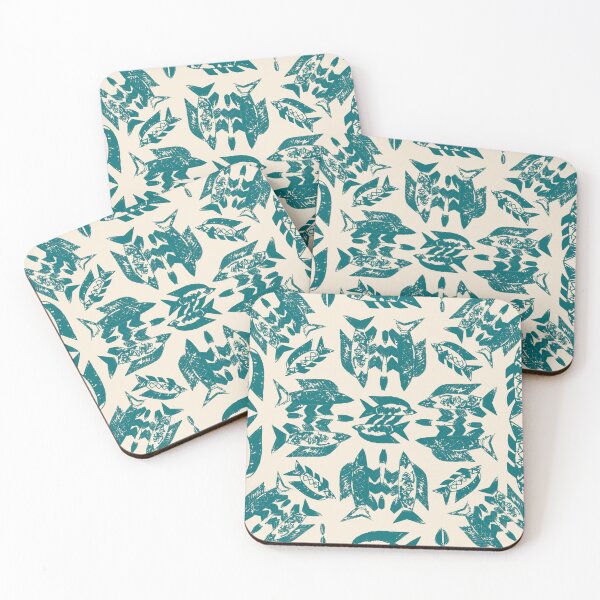 Item preview, Wild Ocean Fish - Teal on Cream designed and sold by bmfabricdesigns.