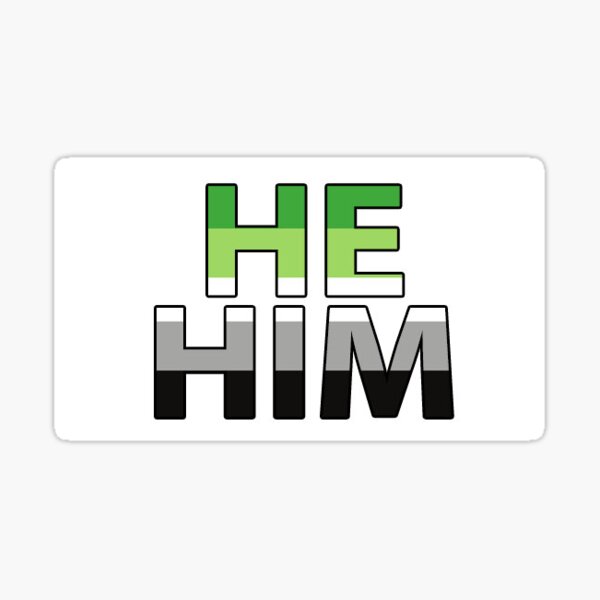 "Aromantic flag with he/him pronouns!" Sticker for Sale by