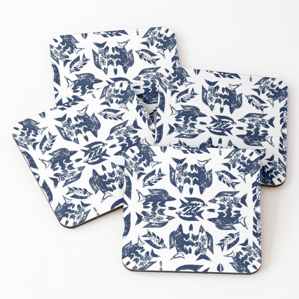 Item preview, Wild Ocean Fish - Navy on White designed and sold by bmfabricdesigns.