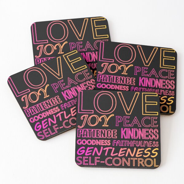 Item preview, Fruit of the Spirit Hot Pink to Yellow Gradient Text on Black Background designed and sold by aheartforgod.