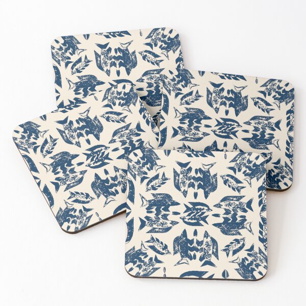 Item preview, Wild Ocean Fish - Navy on Cream designed and sold by bmfabricdesigns.