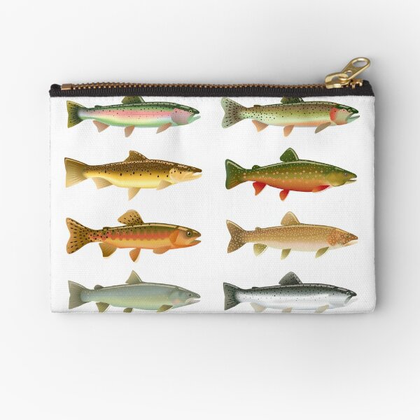 Wild Bobby, Classic Rainbow Brook Brown Trout Fish Trio Fishing Mens Long  Sleeve Shirt 