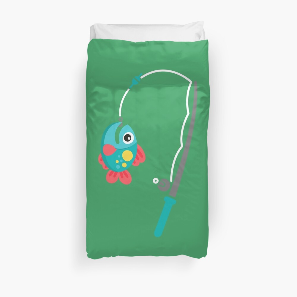 "Emoji Fishing Rod I Love Fish" Duvet Cover by Klimentina Redbubble