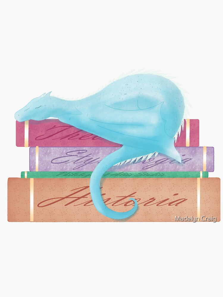 Thumbnail 3 of 3, Sticker, Sleepy Bookwyrm designed and sold by Madelyn Craig.