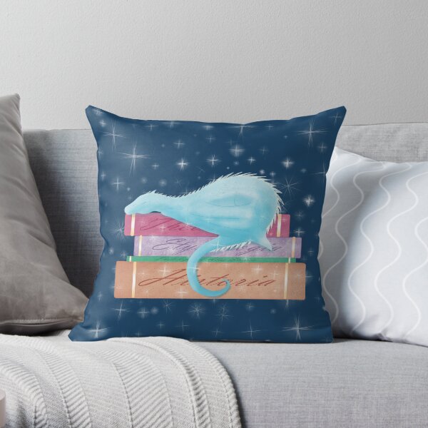 Sleepy Bookwyrm Throw Pillow