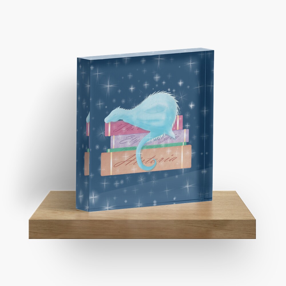 Sleepy Bookwyrm Acrylic Block
