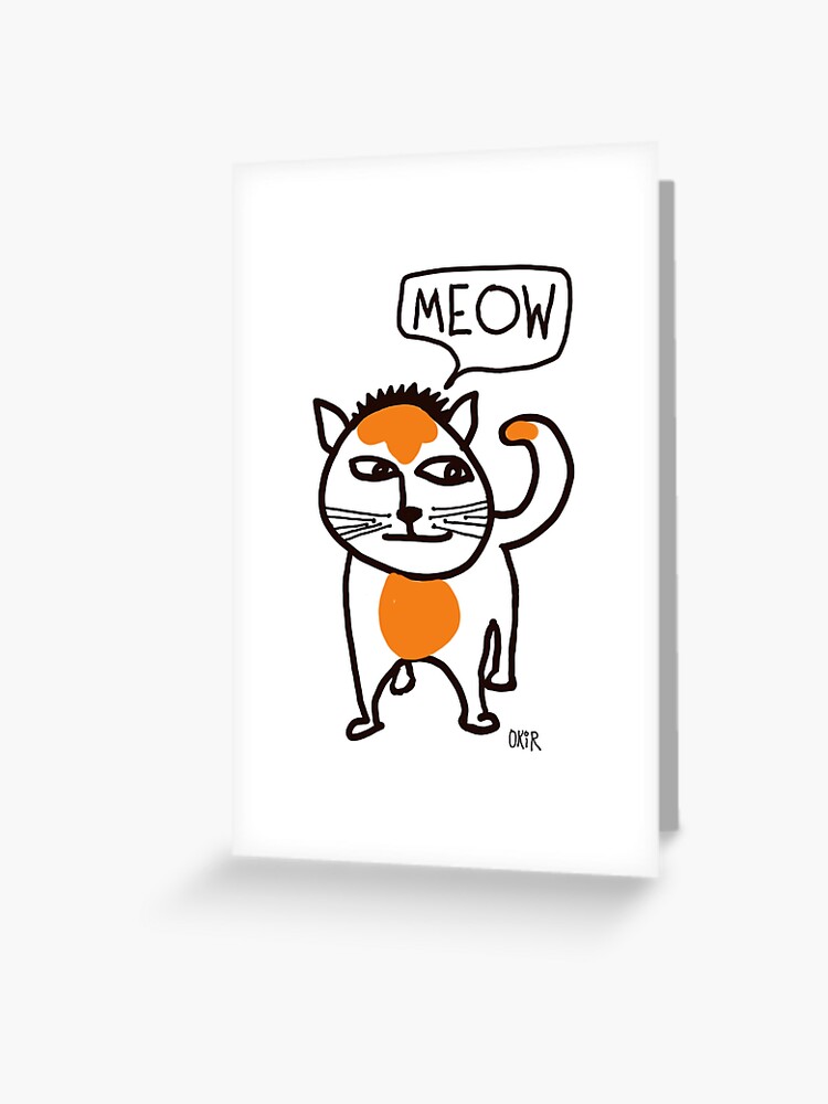 Carte De Vœux Le Chat Miaule Par Okir Redbubble