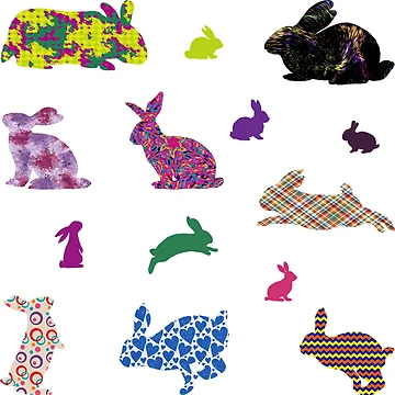 Artwork thumbnail, Patterned Rabbit Sticker Sheet by Lezbo1986