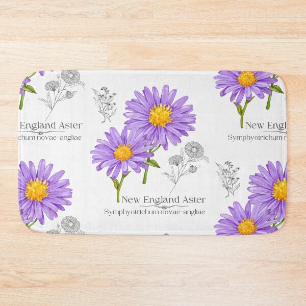 Item preview, New England Aster Colorful Illustration Design designed and sold by EarthArtDesigns.