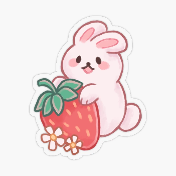 Strawberry Loving Bunnies Puffy Stickers by Nekoni