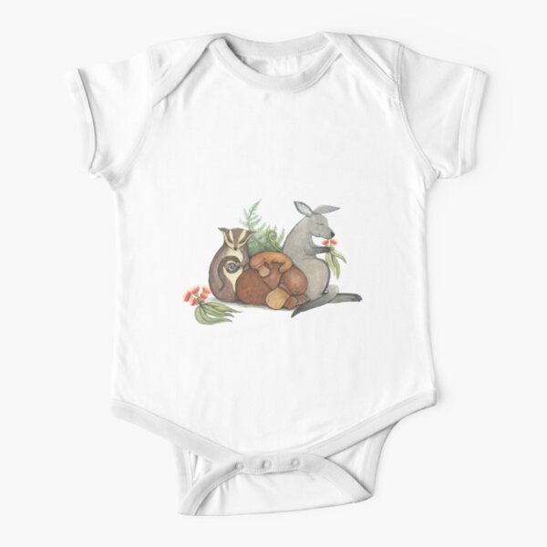 Native Australian Babies – With Kangaroo, Sugar Glider And Platypus Short Sleeve Baby One-Piece