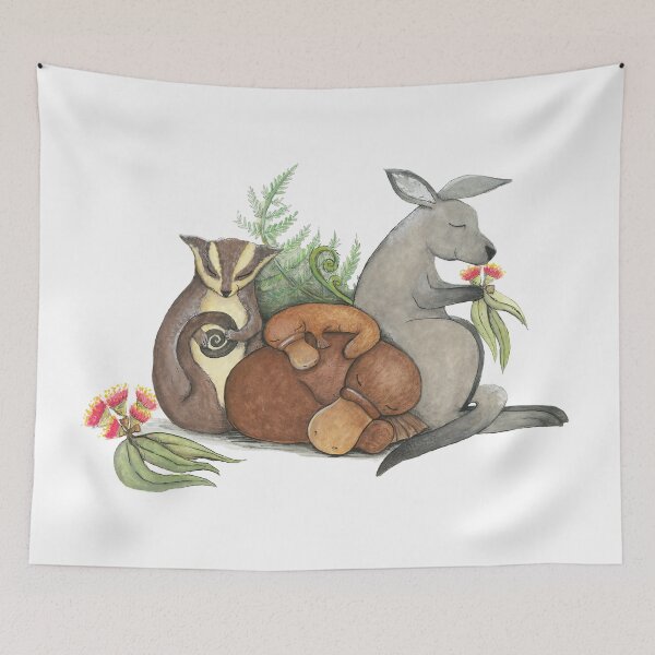 Item preview, Native Australian Babies – With Kangaroo, Sugar Glider And Platypus designed and sold by squidinkart.