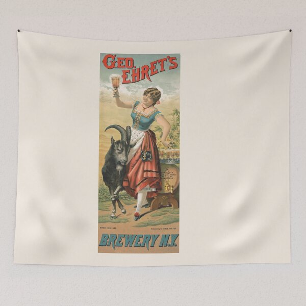 Item preview, Vintage Bock Beer Poster - Geo. Ehret’s brewery, Munich beer girl (1885) Henry Jerome Schile -Vintage goat Poster-Bock Beer designed and sold by TeeARTHY.