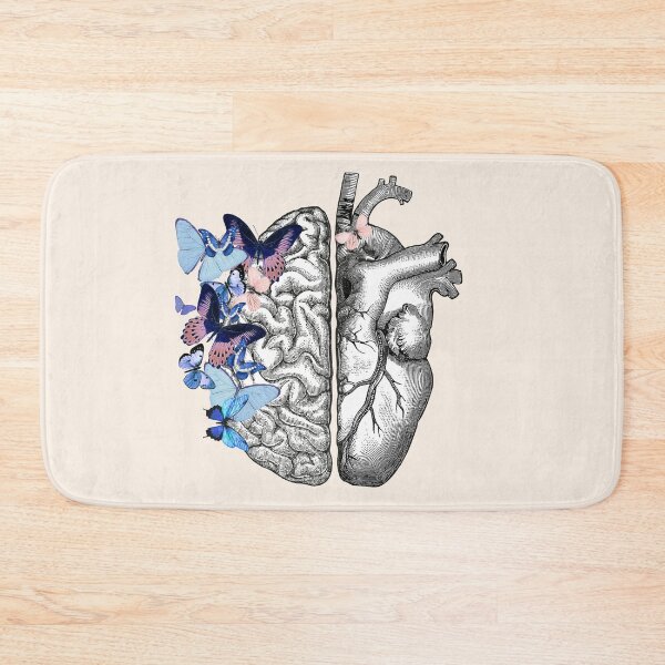 Item preview, Right balance between brain and heart, blue butterflies, watercolor designed and sold by Collagedream.