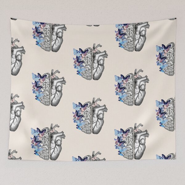 Item preview, Right balance between brain and heart, blue butterflies, watercolor designed and sold by Collagedream.