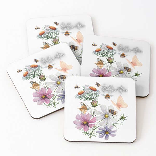 Item preview, Pollination Flowers Bees & Butterflies Colorful Illustration Design designed and sold by EarthArtDesigns.