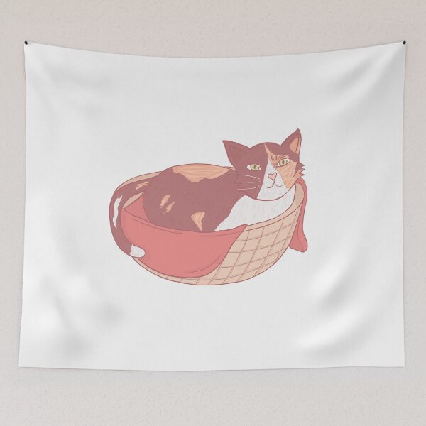Item preview, Cute cat in a basket designed and sold by CloudyTree.