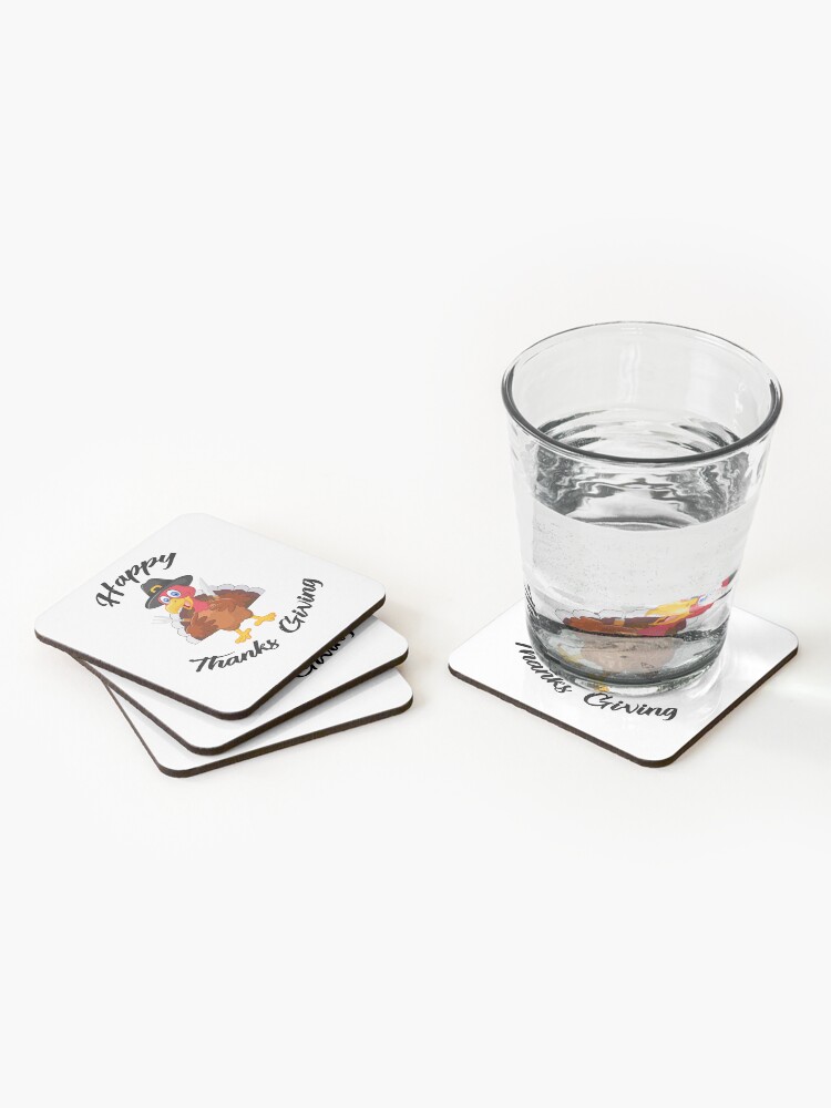 Disover Happy Thanks Giving Day Happy Turkey pattern 2023 Coasters