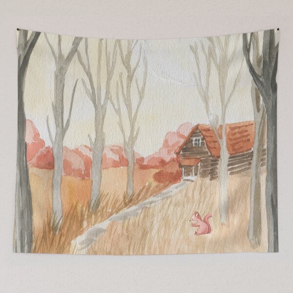 Item preview, Watercolor Cozy Cabin designed and sold by HappyLifeCreate.