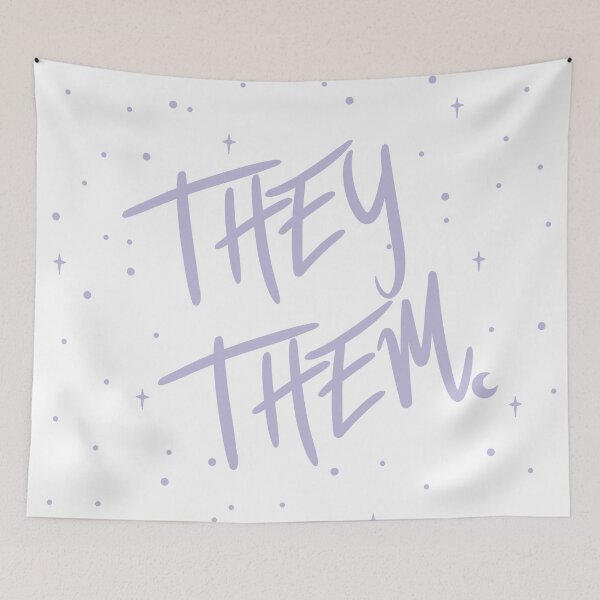 Item preview, Stars They/Them Pronouns in Dusty Lilac designed and sold by MoonMint.