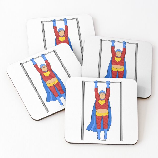 Item preview, Fat Superhero doing workout on horizontal bar designed and sold by IronicEmpire.