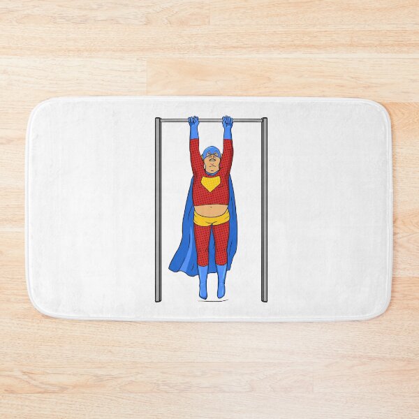 Item preview, Fat Superhero doing workout on horizontal bar designed and sold by IronicEmpire.