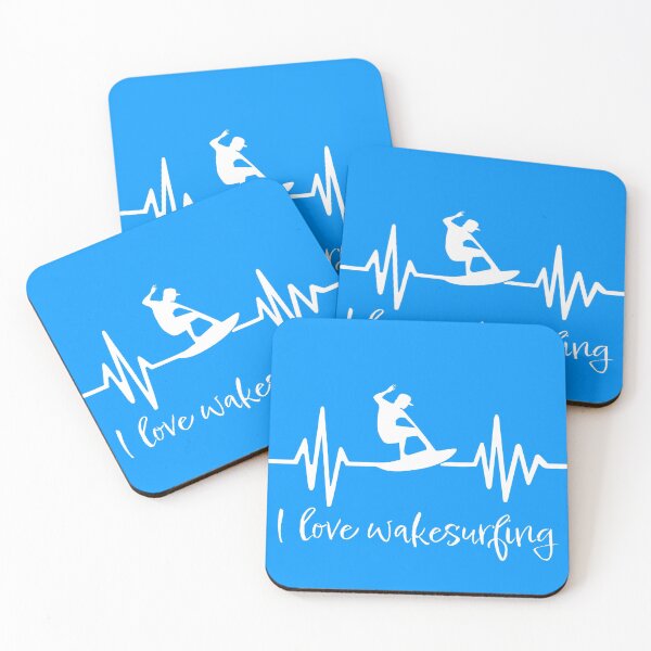 Item preview, white I love wakesurfing heartbeat designed and sold by hookline.