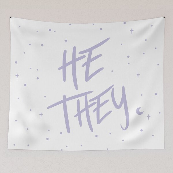 Item preview, Stars He/They Pronouns in Dusty Lilac designed and sold by MoonMint.