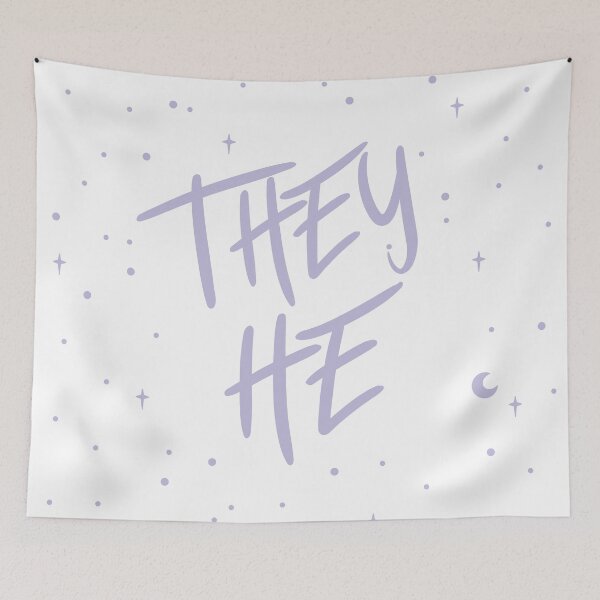Item preview, Stars They/He Pronouns in Dusty Lilac designed and sold by MoonMint.