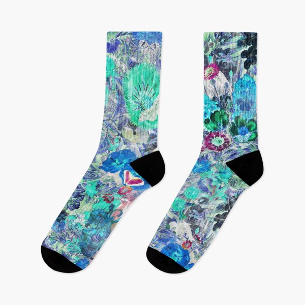 Item preview, Seamless pattern with mysterious neon glowing roses, butterflies designed and sold by BeInTouch.