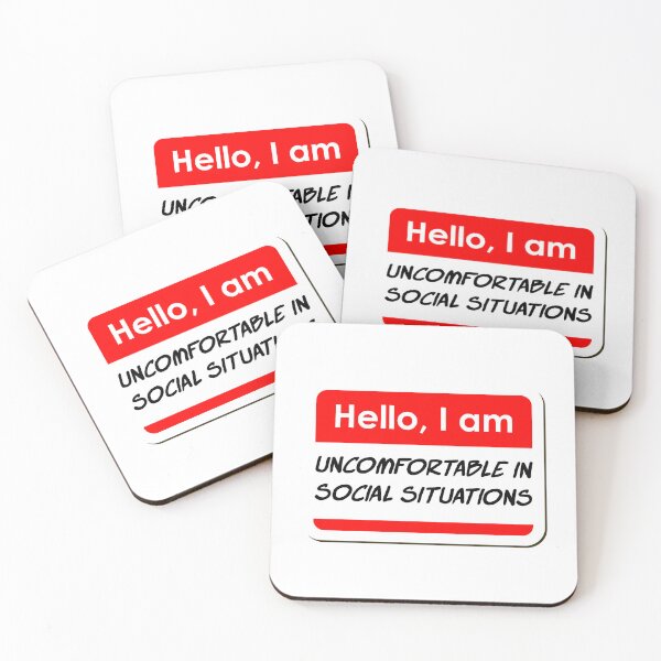 Item preview, Hello I am Uncomfortable in Social Situations funny name tag designed and sold by ThreadlyAndCo.