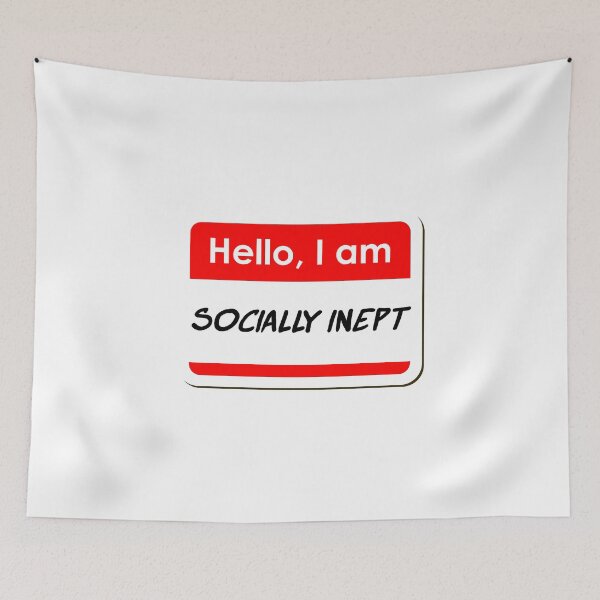 Item preview, Hello I am Socially Inept funny name tag designed and sold by ThreadlyAndCo.