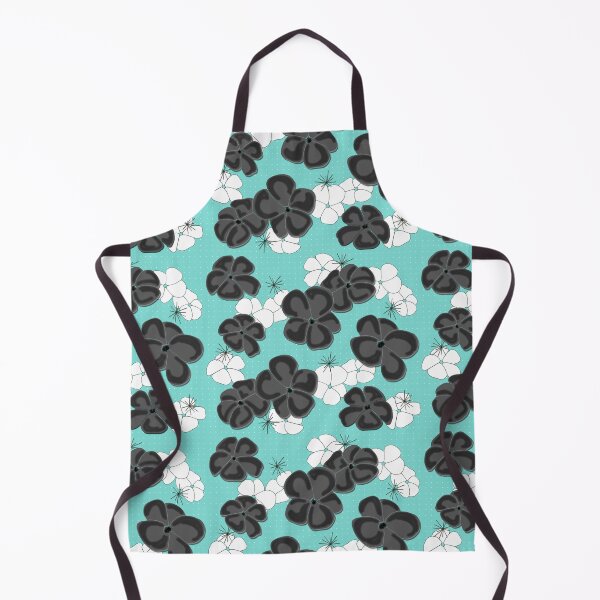 Item preview, Painted Poppies - Black and White on Aqua designed and sold by bmfabricdesigns.