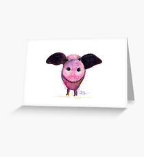 NOSEY PIG 'Pigs CAN Fly!' BY SHIRLEY MACARTHUR Greeting Card