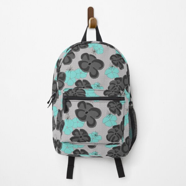 Item preview, Painted Poppies - Black and Aqua on Gray designed and sold by bmfabricdesigns.