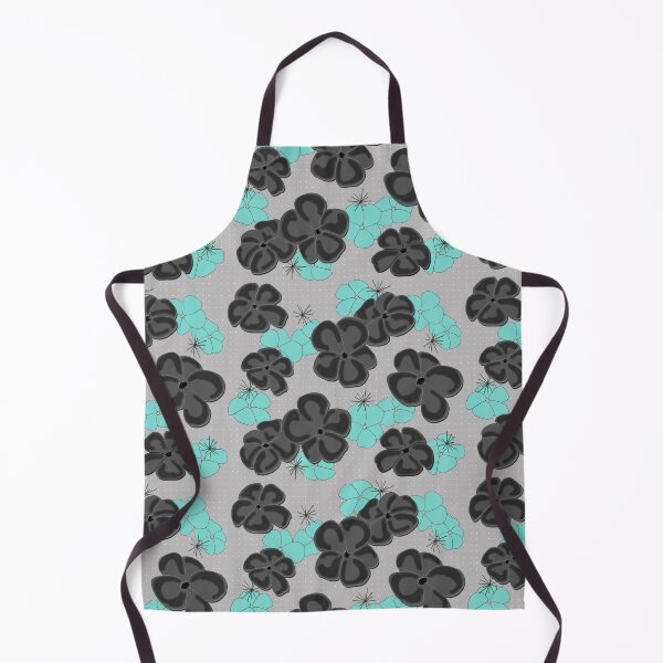 Item preview, Painted Poppies - Black and Aqua on Gray designed and sold by bmfabricdesigns.