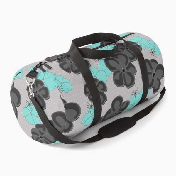 Item preview, Painted Poppies - Black and Aqua on Gray designed and sold by bmfabricdesigns.