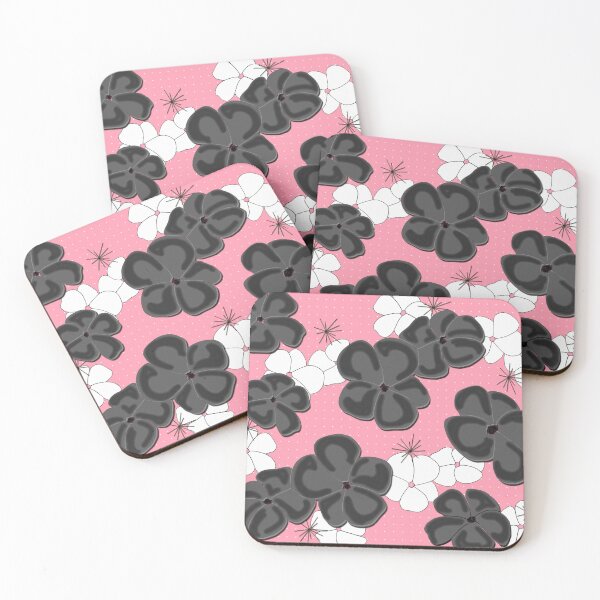 Item preview, Painted Poppies - Black and White on Pink designed and sold by bmfabricdesigns.