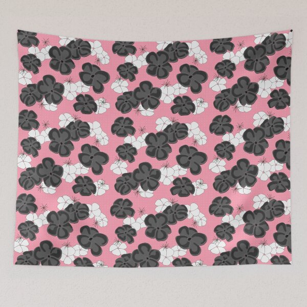 Item preview, Painted Poppies - Black and White on Pink designed and sold by bmfabricdesigns.