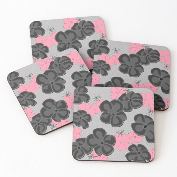 Item preview, Painted Poppies - Black and Pink on Gray designed and sold by bmfabricdesigns.