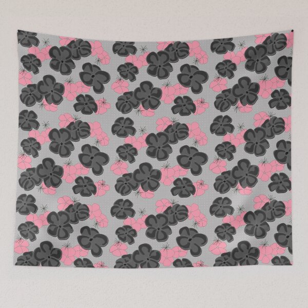 Item preview, Painted Poppies - Black and Pink on Gray designed and sold by bmfabricdesigns.
