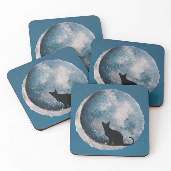 Item preview, Black Cat sat on a Crescent Moon- Dreaming under the stars designed and sold by tinytiger77.