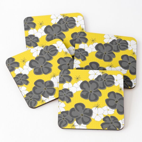Item preview, Painted Poppies - Black and White on Yellow designed and sold by bmfabricdesigns.