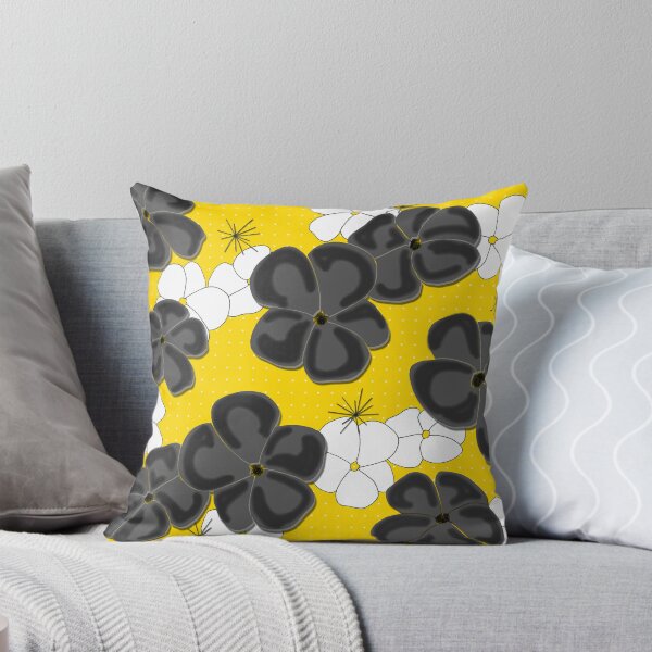 Item preview, Painted Poppies - Black and White on Yellow designed and sold by bmfabricdesigns.